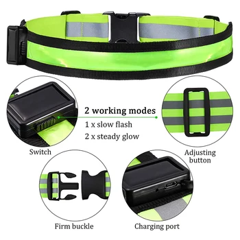 2 Kom. LED Reflektirajućim Zona USB Punjiva opasač za trčanje Reflektirajućim Zona za Trčanje Hoda Vožnje biciklom