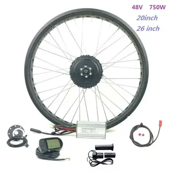 Debela guma prednja 20 26-inčni pogon motor-hub 48 750 W električni bicikl set za remont gruda bicikla sa zaslonom LCD5