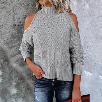 Jesensko-zimskom novi džemper ženski однотонный džemper dugih rukava i visoke воротом siva 22