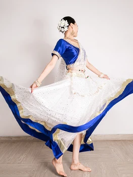 Novi Kostimi za indijski ples Plavo-bijelo odijelo Sari I. tradicionalni ples haljina Ženska odjeća za trbušni ples DQL5878