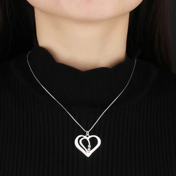 Personaliziranu ogrlicu s imenom srca za parove s 2 kamenjem rođenja Srebro donje ogrlica sa obećanjem odnosa za supruga, majka djevojčice