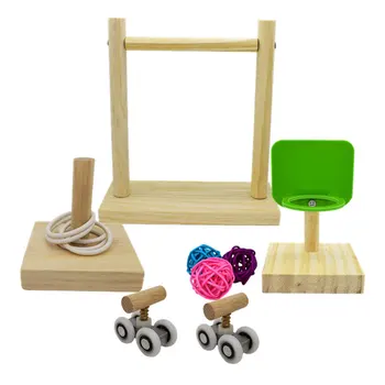 Set igračaka za učenje papige Set igračaka za učenje papige Drvena platforma Mini-koturaljke za vježbanje inteligencije Skup igračke, puzzle za kućne ljubimce