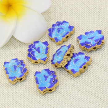 Zlatne boje 15*18 mm 5 kom plava emajl cloisonné oblik cvijeta stezni pribor perle nova moda topla rasprodaja nakit B2506